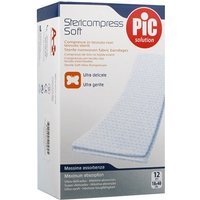 Pic Stericompress Soft - Compresse di garza sterili per la medicazione, 12 pezzi da 18x40 cm