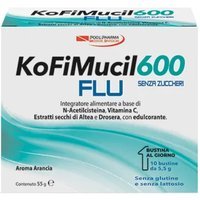 Pool Pharma KoFiMucil 600 Flu Integratore Tosse e Raffreddore gusto Arancia, 10 bustine