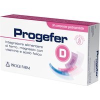 Proge Farm Progefer D - Integratore di ferro per la stanchezza, integratore Progefer D 30 compresse