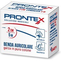 Prontex Benda Auricolare di Garza in puro Cotone, 2cm x 5m
