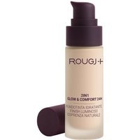 Rougj 2 in 1 Glow & Comfort 24H Fondotinta Idratante Luminoso colore 02 Light Beige, 30ml