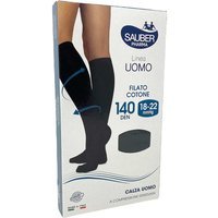 Sauber Filato Cotone Uomo - Calza 140 denari blu a compressione per la circolazione, 1 paio L/XL