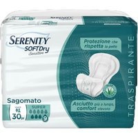 Serenity Soft Dry Sensitive Pannolone Sagomato Protezione Super Assorbente per Incontinenza, 30 Pezzi