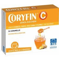 SIT Coryfin C Senza Zuccheri Miele Zenzero Integratore Vitamina C, 24 Caramelle