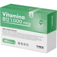 T-Rex Vitamina B12 1000mcg e Acido Folico 400mcg Integratore di Benessere, 160 Compresse