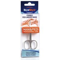 Tecniwork Forbici unghie mani a taglio curvo - Forbici in acciaio per la manicure, 1 paio