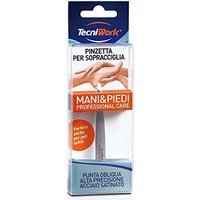 Tecniwork pinzetta sopracciglia - Pinzetta obliqua in acciaio per la depilazione del viso, 1 pezzo