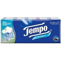 Tempo Fazzoletti Protect con Agente Antibatterico e Aloe vera, 10 Pacchetti