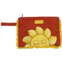 Thun Pochette 2 Sole - Astuccio rosso con motivo a sole per i cosmetici e gli accessori, 1 pezzo