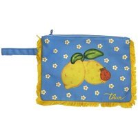 Thun Pochette 3 limoni - Pochette multiuso azzurra con decorazione di limoni e coccinella, 1 pezzo