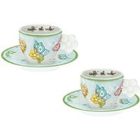 Thun Set tazzine da caffè Farfalla - In porcellana con piattini, 2 pezzi da 100 ml