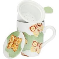 THUN Tisaniera Farfalle Tazza con Filtro in Infusore in Ceramica Decorata