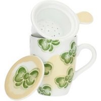 THUN Tisaniera Fiocchi Tazza con Filtro in Infusore in Ceramica a Tema Invernale