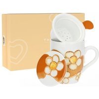 THUN Tisaniera Margherita Tazza con Filtro in Infusore in Ceramica Decorata Floreale