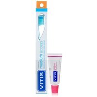 Vitis Medium Access Blister Spazzolino + Dentifricio per Gengive Delicate 15ml