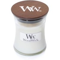 Yankee Candle WoodWick - Candela White Tea & Jasmine Fragranza Tè Bianco Gelsomino Cedro Rosso e Rosa, 85g
