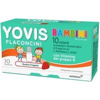 Yovis Bambini Gusto Fragola Fermenti Lattici Vivi per Equilibrio Flora Intestinale 3-14 Anni, 10 Flaconcini