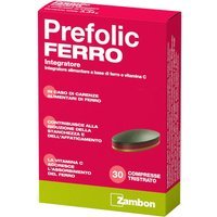 Zambon Prefolic - Ferro Integratore Alimentare Ferro e Vitamina C, 30 Compresse