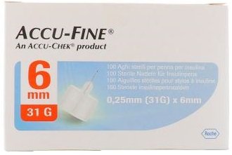 Accu Fine Aghi Sterili Per Penna Insulina G31 6mm 100 Pezzi
