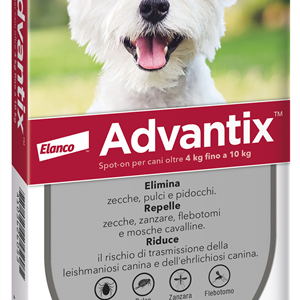 Advantix Spot On Soluzione 6 Pipette 1 Ml 100 Mg + 500 Mg Cani Da 4 A 10 Kg
