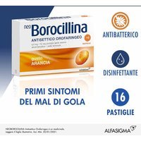 Alfasigma Neoborocillina Antisettico Orofaringeo Disinfettante Gola Gusto Arancia, 16 Compresse