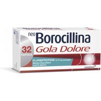 Alfasigma Neoborocillina Gola Dolore Pastiglie Flurbiprofene Senza Zucchero Gusto Menta Azione Rapida, 32 Pastiglie