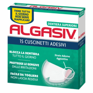 Algasiv Cuscinetti Adesivi Superiori Per Dentiera 15 Pezzi