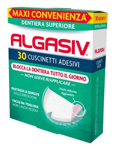Algasiv Cuscinetti Adesivi Superiori Per Dentiera 30 Pezzi