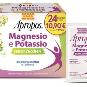 Apropos Magnesio E Potassio Senza Zuccheri Gusto Lime 24 Bustine