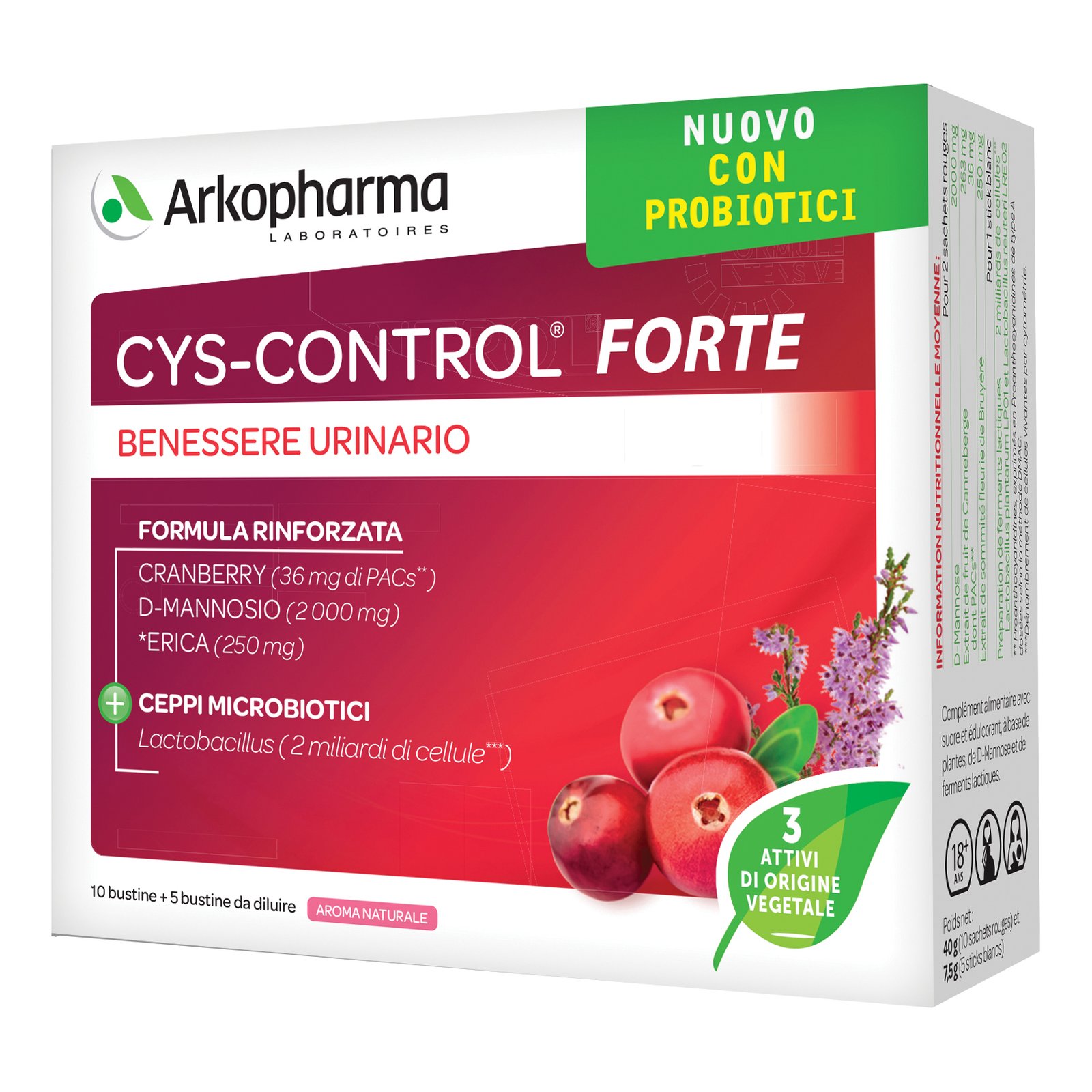 Arkopharma Cys Control Forte Probiotici 15 Bustine