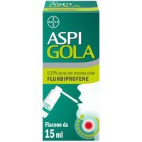 Aspi Gola Spray Antinfiammatorio per Gola Infiammata Faringite e Mal di gola con Flurbiprofene, 15ml