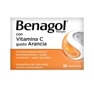 Benagol Pastiglie Vitamina C Gusto Arancia Antisettico Cavo Orale 36 Pastiglie