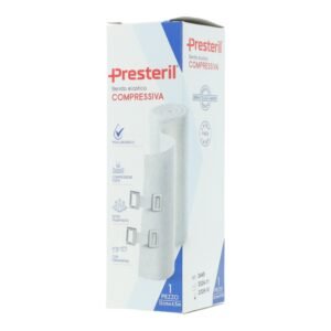 Benda medipresteril compressione forte m4,5x12cm tesi con clip di fissaggio