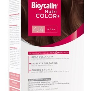 Bioscalin nutricolor plus 4,14 moka crema colorante 40 ml + rivelatore crema 60 ml + shampoo 12 ml + trattamento finale balsamo 12 ml