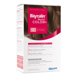 Bioscalin nutricolor plus 6 biondo scuro crema colorante 40 ml + rivelatore crema 60 ml + shampoo 12 ml + trattamento finale balsamo 12 ml