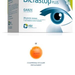Blefastop plus garza in cotone piegata con filo di bario 28 salviette monouso + 1 compressa oculare riscaldabile