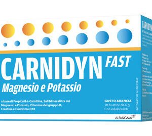Carnidyn fast magnesio e potassio per caldo e affaticamento gusto arancia 20 bustine