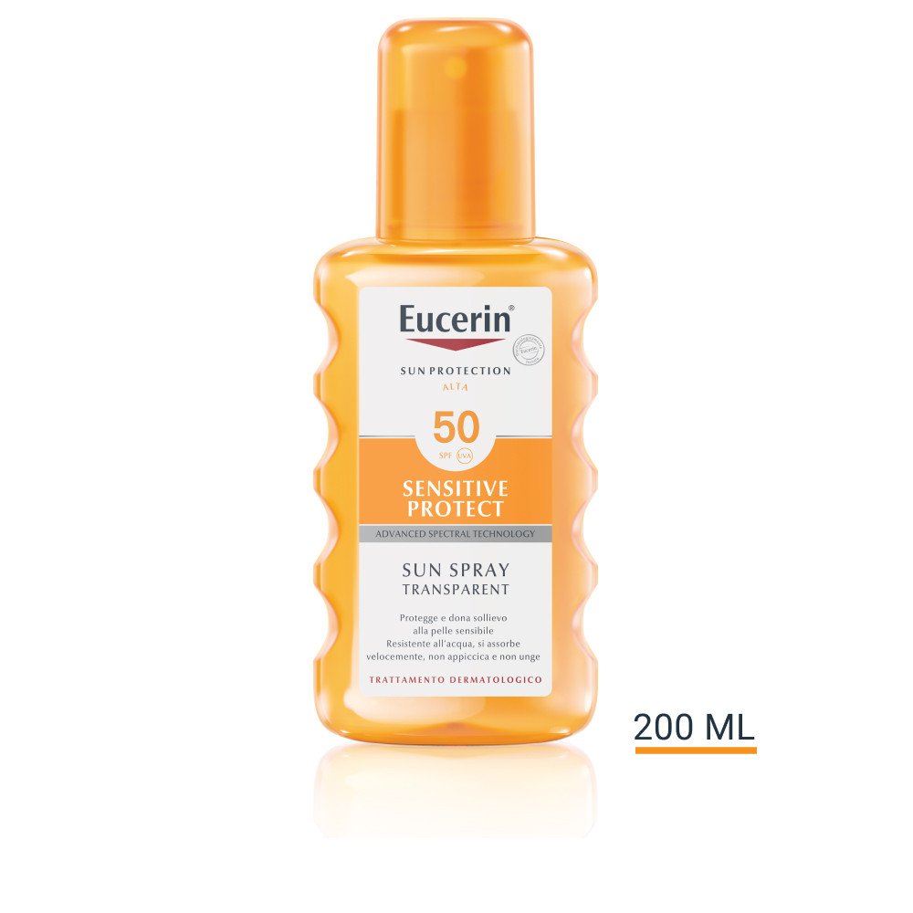 Eucerin Sun Protection Sensitive Protect spray corpo solare trasparente per pelle sensibile SPF50+ 200ml