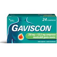 Gaviscon 250mg + 133,5mg Compresse Masticabili Gusto Menta per Bruciore di Stomaco Occasionale, 24 Compresse