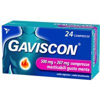 Gaviscon 500mg + 267mg Compresse Masticabili Gusto Menta per Bruciore di Stomaco Occasionale, 24 Compresse