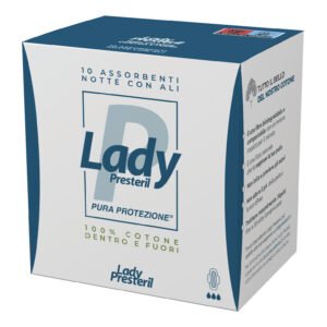 Lady presteril assorbenti notte con ali ripiegati biodegradabili 10 pezzi