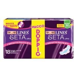 Lines Seta Ultra Assorbente Lungo Con Ali 18 pezzi Pacco Doppio