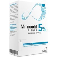 Minoxidil Biorga 5% Soluzione Cutanea Trattamento Alopecia, 3 x 60ml