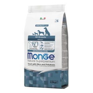 Monge Cane Natural Superpremium Adulto All Breeds Trota, Riso & Patate 2,5 Kg