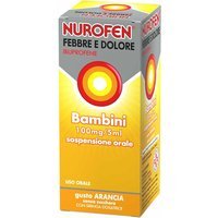 Nurofen Febbre e Dolore Bambini 100mg/5ml Sospensione Orale Gusto Arancia Senza Zucchero, 150ml