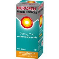 Nurofen Febbre e Dolore Bambini 200mg/5ml Ibuprofene Sospensione Orale Gusto Arancia Senza Zucchero, 100ml