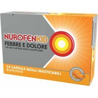 Nurofenkid Febbre e Dolore 100mg Ibuprofene per Bambini 20-40kg, 24 Capsule Molli Masticabili