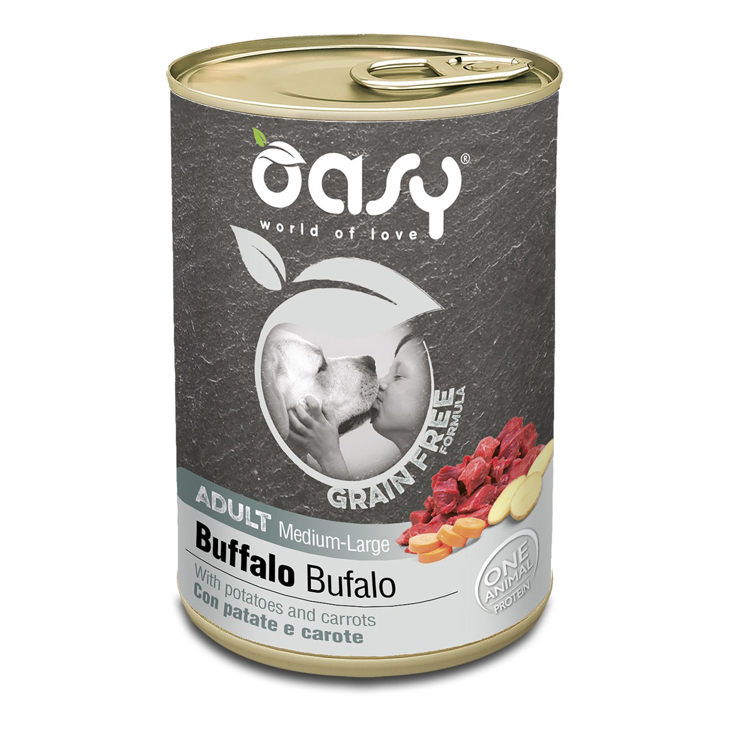 Oasy Cane Grain Free Adulto Medium&Large Bufalo Lattina 400 Gr