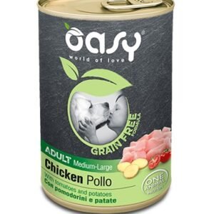 Oasy Cane Grain Free Adulto Medium&Large Tocchetti Di Pollo, Pomodorini & Patate 400 Gr