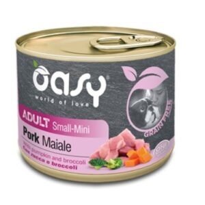 Oasy Cane Grain Free Adulto Small&Mini Tocchetti Di Maiale, Zucca & Broccoli 200 Gr